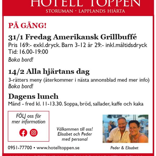 After Work - Grillbuffé på Hotell Toppen