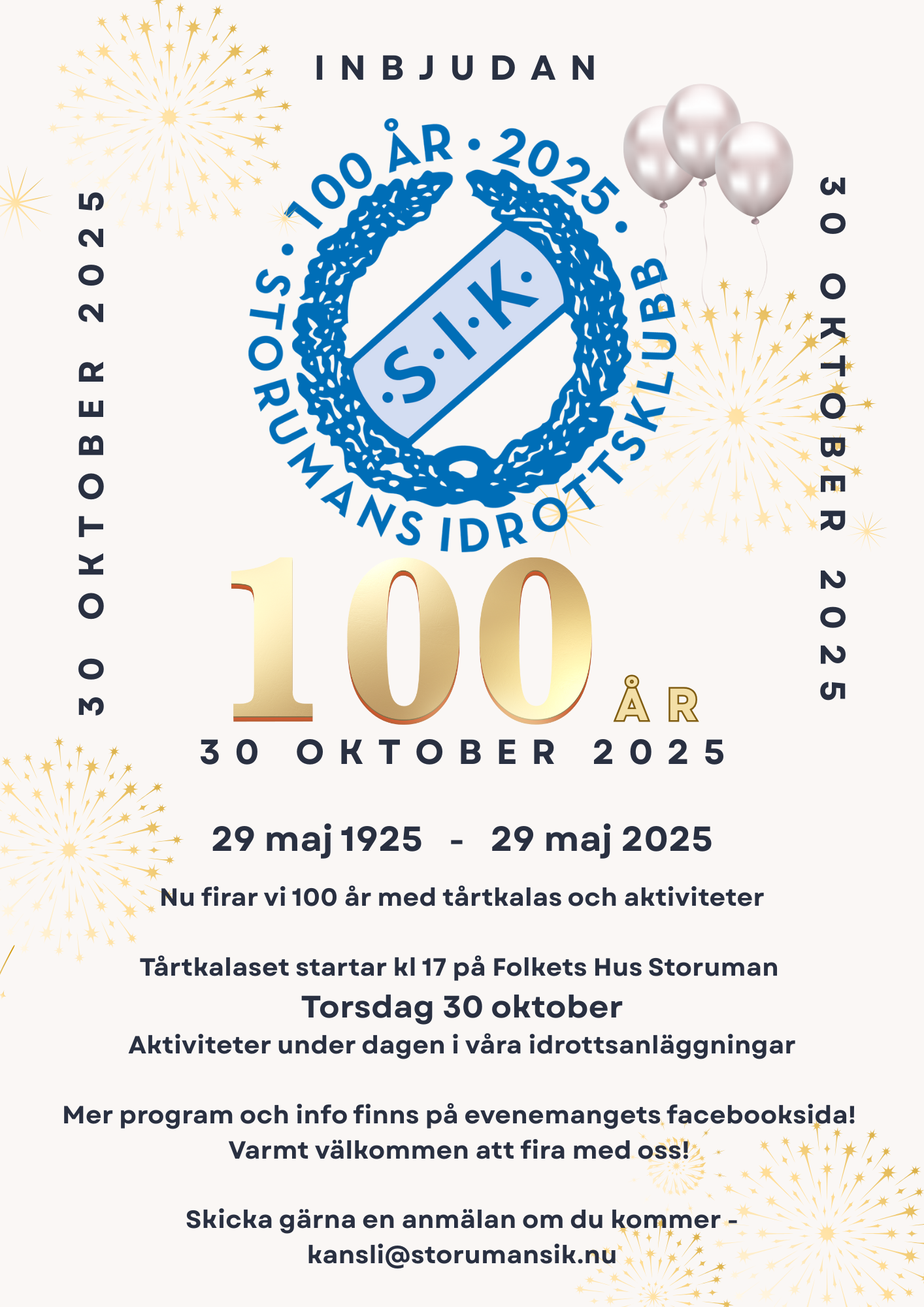 Storumans IK 100 år - Tårtkalas på Folkets Hus