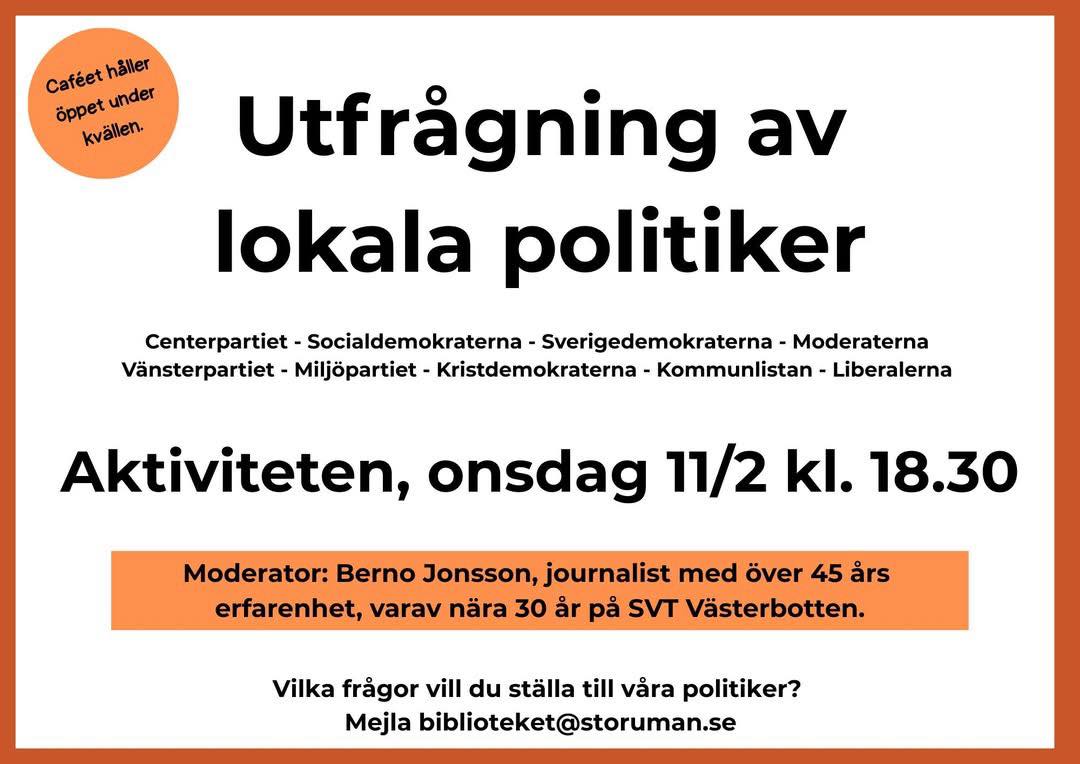 Cafékväll med Utfrågning av lokala politiker