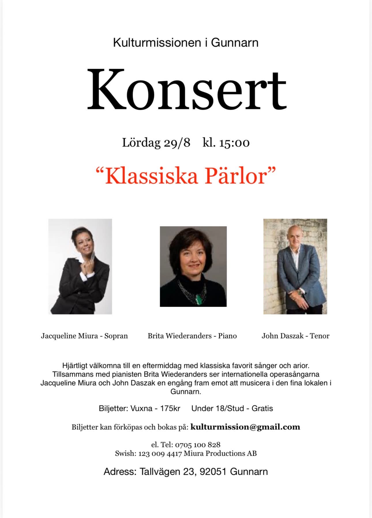 Konsert i Kulturmissonen Gunnarn