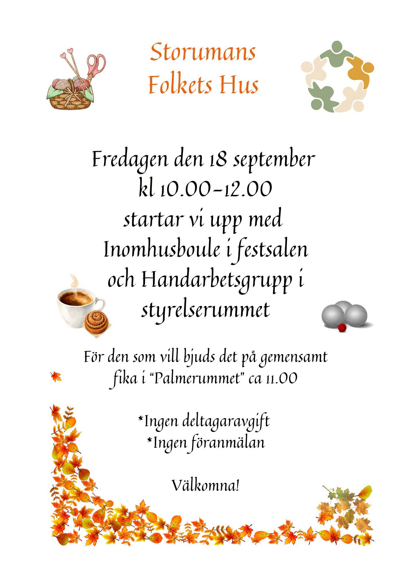 Inomhusboule och handarbetsgrupp - Folkets Hus